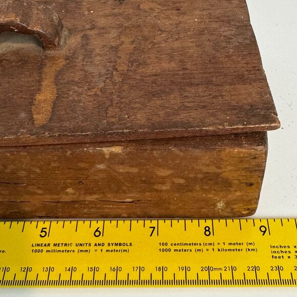 Vintage Primitive Wooden Lidded Trinket Box Plain - Picture 10 of 12
